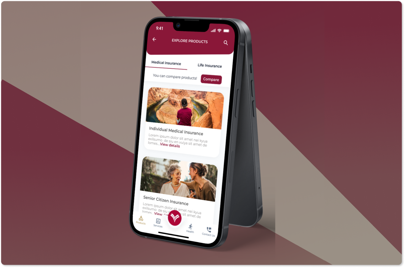 Phone showing health articles and wellbeing content.